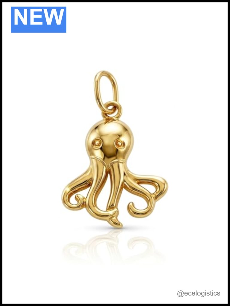 10k Solid Gold Octopus Charm Pendant 10k